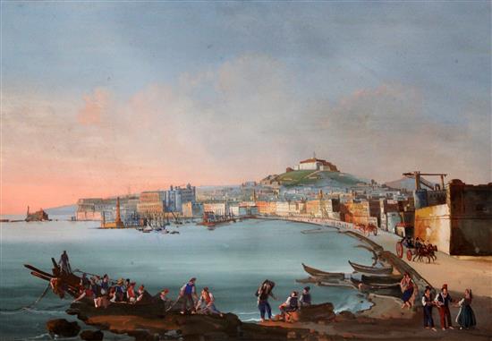 19th century Neapolitan School Views of the Bay of Naples, 11 x 16.5in.